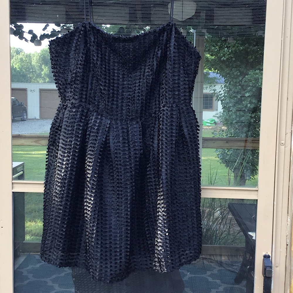 H&M Textured Weave Mini Spaghetti Straps Elegant Black Dress